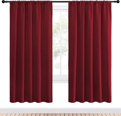 NICETOWN Christmas Burgundy Blackout Curtains and Drapes - Image 2