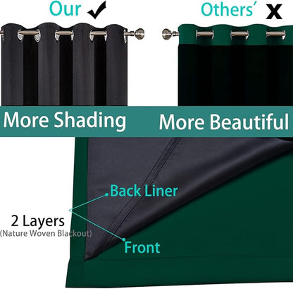 Yakamok Dark Green 100% Blackout Curtains 96 Inches Long 52" Wide 2 Panels | - Image 5