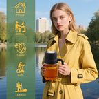 32oz Glass Water Bottle, Tea Bottle with Infuser & Handle, BPA-Free Leakproof Wide Mouth Large Tea Infuser Bottle for Hot or Cold Drinks, Loose Tea, Fruit (Black)