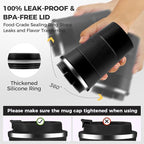 Volhoply 13 oz Stainless Steel Insulated Travel Coffee Mug with Fip Lid Bulk 4 Pack,Reusable Double Wall Vacuum Metal Coffee Cup,Portable Leak Proof Thermal Tumbler for Hot & Cold Drinks(Black,4)