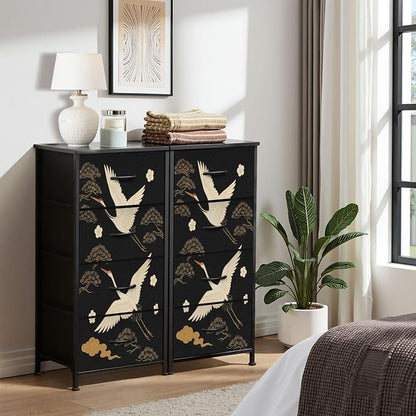 Dresser for Bedroom Dresser for Closet Japanese Seamless Crane Birds Elements - Image 5
