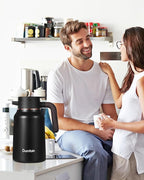 Carafes for Hot Liquids 51 oz - 12 Hour Stainless Steel Thermal Coffee Carafe-Insulated Coffee Carafes For Keeping Hot/Cold Coffee, Tea, Water, 1.5 Liter Beverage Dispenser(2 Black)