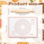 20 Pcs Rolling Pin Set Include 2 Classic Wood Dough Rollers 16 Adjustable Thickness Guide Rings 2 Pastry Mats Non slip Silicone Baking Essentials for Fondant Pasta Bread Pizza Pies Cookies
