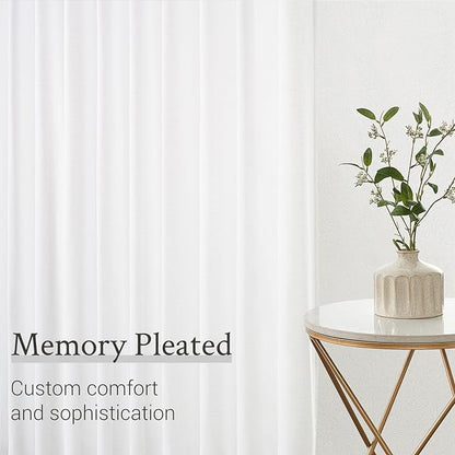 Topfinel White Pinch Pleat Linen Curtains - Image 5