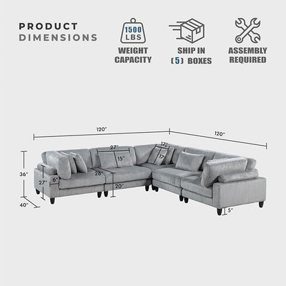 Lexicon 120 Inch Modular Sectional Sofa - Image 2