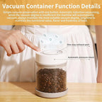 Minidiva Smart Vacuum Container, Automatic Electric Airtight Glass Jar for Food Coffee Storage Meal Prep (White-1350ml-1)