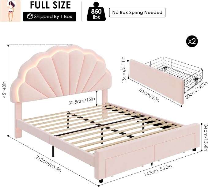 HIFIT Full Size Upholstered Smart LED Bed Frame - Image 2