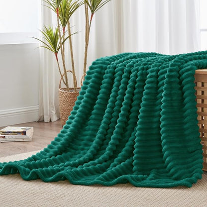 BEDELITE Ribbed Twin Blanket for Couch & Bed, Emerald Green, Warm Yet - Image 7
