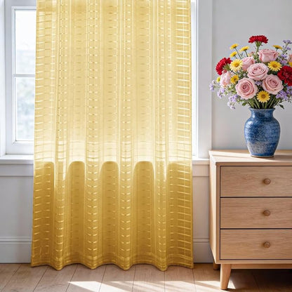 SpaceDresser Check Sheer Curtains 63 Inches Long - Image 3