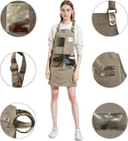 Barista Waitress Chef Cooking Aprons Waterproof Canvas Hair Stylists Apron with 3 Pockets for Women