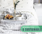 Rustic Wooden Serving Trays with Handle - Set of 2 - Large and Small Nesting Multipurpose Trays - for Breakfast, Coffee Table/Butler & More - Rustic White