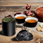 15 Pieces Tea Canisters 8 oz Round Tin Can Containers with Sealed Double Lids for Loose Leaf Tea,Coffee, Sugar, Candy, Spices Storage(Black)