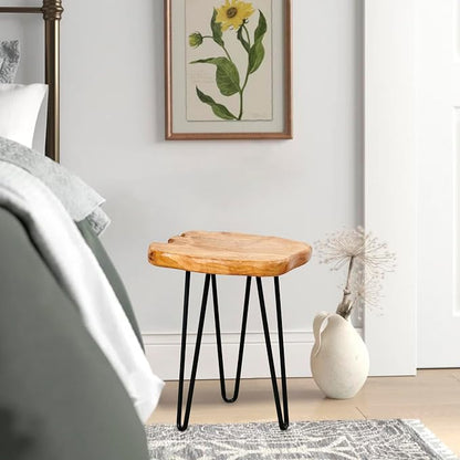 Greenage Cedar Roots Live Edge Side Table 12" x 13.5" x 17.4" Height Natural - Image 9