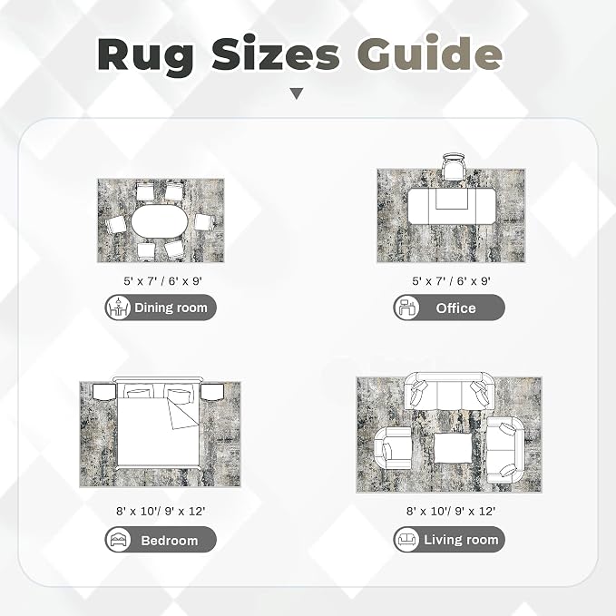 pmtsns Area Rugs 10x14 Living Room: Washable Rug Modern Abstract Neutral Soft - Image 8
