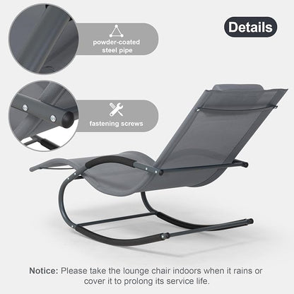 Outdoor Lounge Chair with Pillow, Pool Chaise Lounge Chair Set of 2 - Image 5