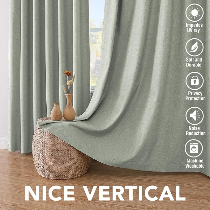 H.VERSAILTEX Linen Blackout Curtains 63 Inches Long 100% Absolutely Blackout - Image 7