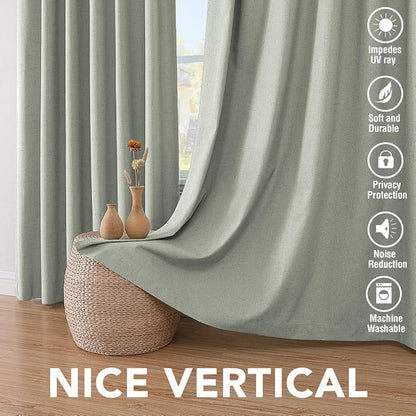 H.VERSAILTEX Primitive Linen Curtains 100% Blackout Curtain Drapes Burlap - Image 7