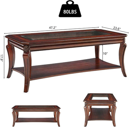 LEEMTORIG Vintage Glass Top Coffee Table - Image 2