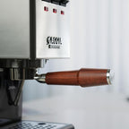 58mm Gaggia Espresso Accessories Kit –Rosewood Naked Portafilter, Auto-Level Espresso Press, Ground Distribution Tool, Wooden Barista Holder & Coffee Puck Knock Bin