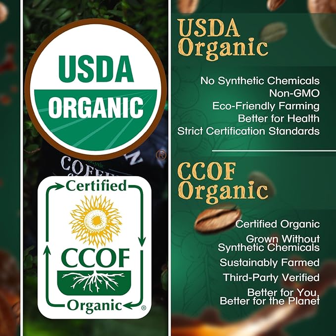 The Bean Organic Coffee Company Caramel, Medium Roast, Ground Coffee, 5-Pound Bag, Café molido tostado orgánico