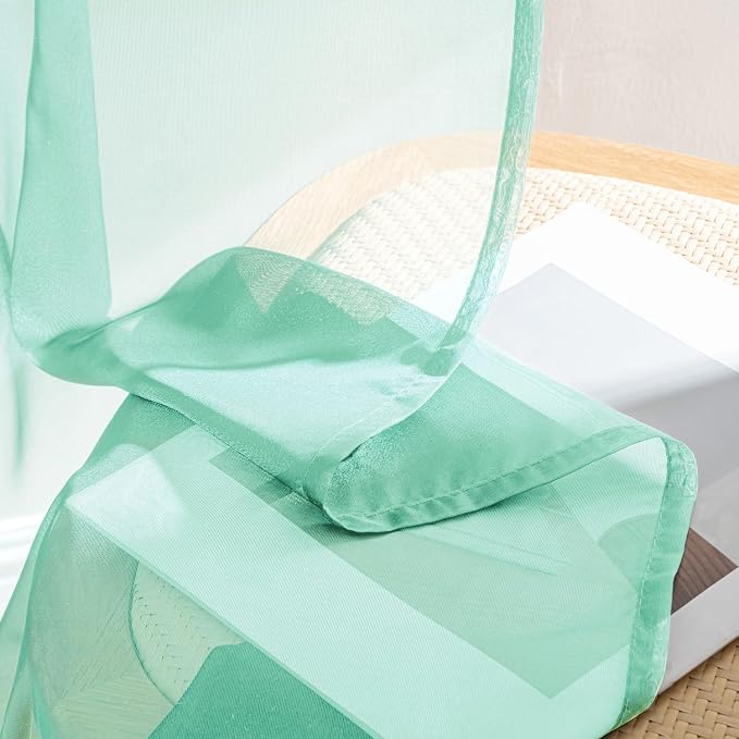 MIULEE Aqua Sheer Curtains 90 Inches Long 4 Panels 42 x 90 Inches | Light - Image 7