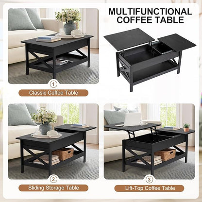 Lift Top Coffee Table with Storage, Small Coffee Table with Hidden Compartment - Image 7