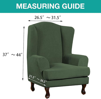 Turquoize Wingback Chair Covers 2 Piece Wing Chair Slipcover Stretch Slipcovers - Image 5
