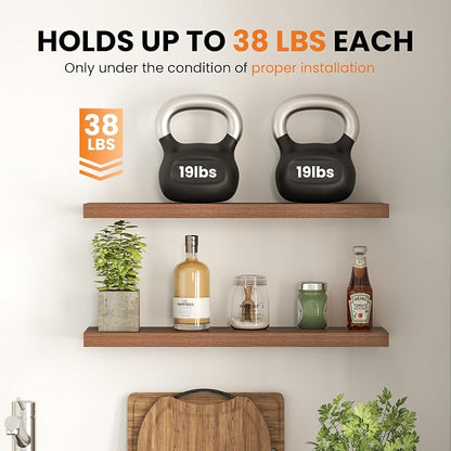 Fun Memories Floating Shelves for Wall, 32 Inch Set of 2 Rustic Wood Wall - Image 6