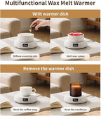 Wax Melt Warmer 3-in-1 Candle Warmer, Electric Scented Wax Melter Fragrance Wax Cube Burner for Home Bedroom Office, 8H Auto Shut Off 3 Temperature Setting (White)