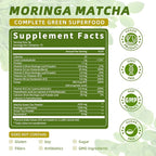 Matcha Moringa Powder – Superfood Blend with Green Tea & Resveratrol, Energy & Focus Support, Immune & Antioxidant Defense, Vegan, Gluten-Free, 8.8oz