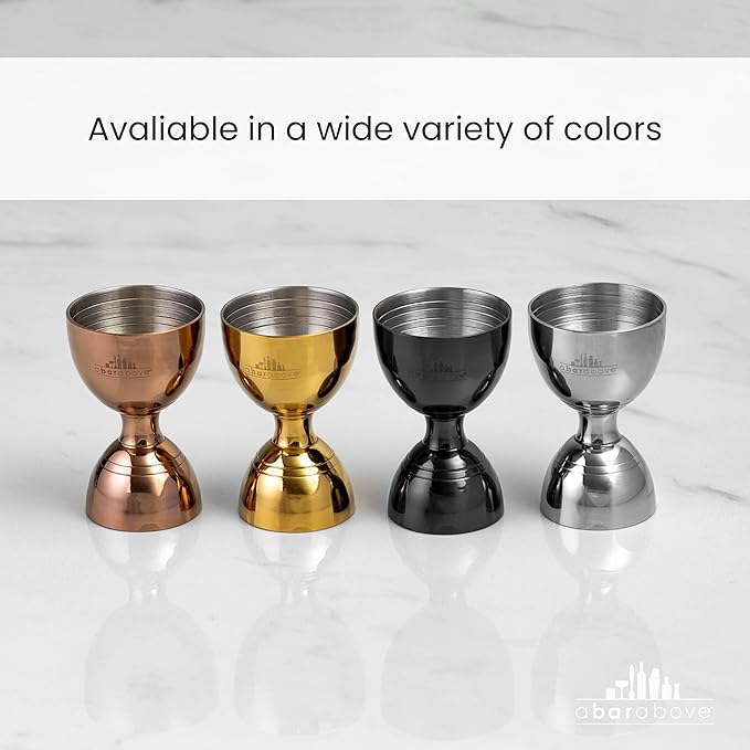 A Bar Above Premium Bell Jigger, With 10 Measurements Inside, Professional and Heavy Duty, 304 Stainless Steel Cocktail Double Jigger for Bartending, 2 Pack, Gold