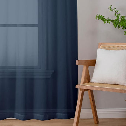 Chyhomenyc Navy Blue Sheer Curtains 78 Inches Long 2 Panels Set - Image 3