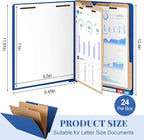 24 Pcs Classification Folders Letter Size, Back to School Supply for Teacher, Student, 2 Dividers Pressboard File Folder Bulk with Fasteners, 3.5 Inch Expanding File Organizer(Dark Blue)