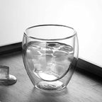 5.5oz Glass Coffee Mugs Set of 2, Double Walled Espresso Cups for Latte Cappuccino Cocoa Milk Cafe Juice, Clear Glass Tea Cup Set Glassware Gift for Christmas Birthday