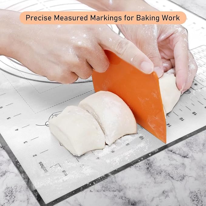 Silicone Pastry Mat, Baking Mat for Rolling Out Dough, 20''(W)28''(L), Dough Mat for Rolling, Black Fondant Mat