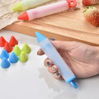 Cake Decorating Pen Dessert Decorating Tool, Silicone Food Syringe Cylinder with 4 Heads Cookie Icing Piping Nozzles Used for Chocolate Jam, Lettering, Drawing, Cream (5 pack)