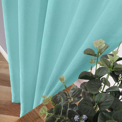 Tollpiz Sheer Curtain Linen Textured Bedroom Curtains Sheer Light Filtering Rod - Image 3