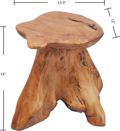 Cedar Wood Tree Stump Stool 13.5"x12"x14"H Live Edge Natural Coffee Side Table - Image 2