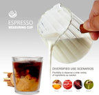 Double V-Spout Espresso Shots Cup (6OZ) with Wooden Handle - Left & Right Handed | Milk Frothing Pitcher & Measuring Cup | Espresso Accessories Set with Bonus Walnut Stirrer