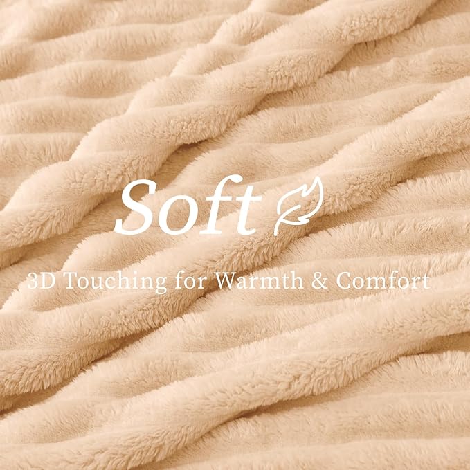 BEDELITE Striped Fleece Throw Blanket, Blush Sand, Soft Cozy, Lightweight Warm - Image 4