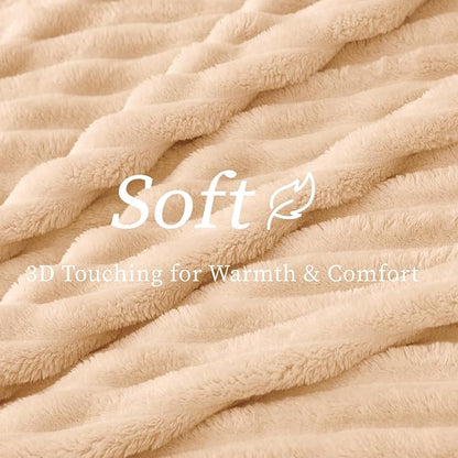 BEDELITE Striped Fleece Throw Blanket, Blush Sand, Soft Cozy, Lightweight Warm - Image 4