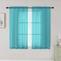 Turquoise Sheer Curtains for Bedroom Living Room 45 Inch Length 2 Panels by WelvetBLK