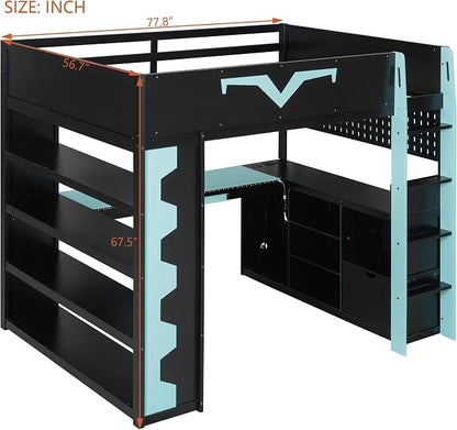 Full Size Gaming Loft Bed with Integrated Desk & RGB LED Lights, Pro-Gamer Bunk - Image 3