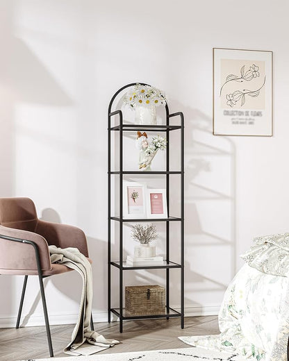 Hzuaneri Bookcase Bookshelf, Tempered Glass Bookshelves, Slim Shelving Unit - Image 7