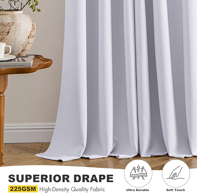 MIULEE Blackout Curtains for Bedroom 2 Panels 50x63 Inch Long Greyish White | - Image 5