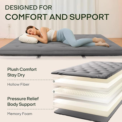 ZonLi Japanese Floor Futon Mattress Full Size 75"x 54", 100% Cotton Cover 2.5'' - Image 3