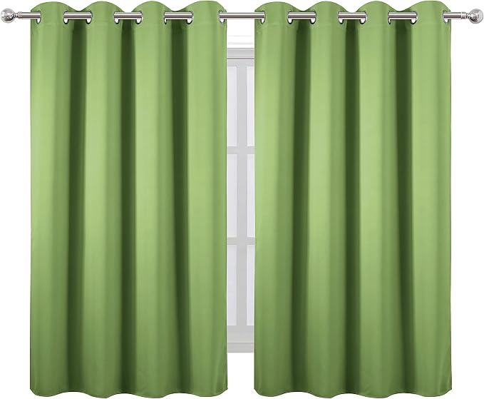 Blackout Curtains 52 x 45 inch/Light Green Curtains Set of 2 Panels/Thermal - Image 2