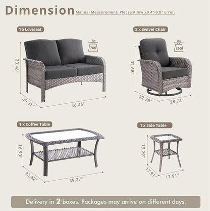 weaxty 5 Pieces Wicker Patio Furniture Set, High Back Swivel Rocker Chairs - Image 2