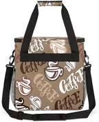 Coffee Time Coffee Maker Carring Bag Hand Drawn Coffee Travel Carrying Storage Tote Bag Compatible with Keurig K-Mini or K-Mini Plus Portable Single Serve Coffee Brewer Case with Pockets for K-cup Pods