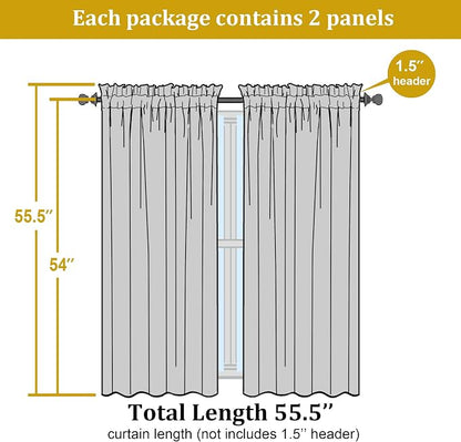 Sheer Curtains 54 Inch Length 2 Panels Set, Plam Clear Sheer Short Curtains - Image 7